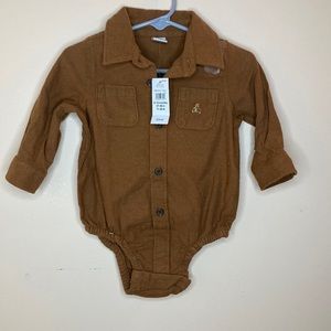 Brown, long sleeve baby onesie